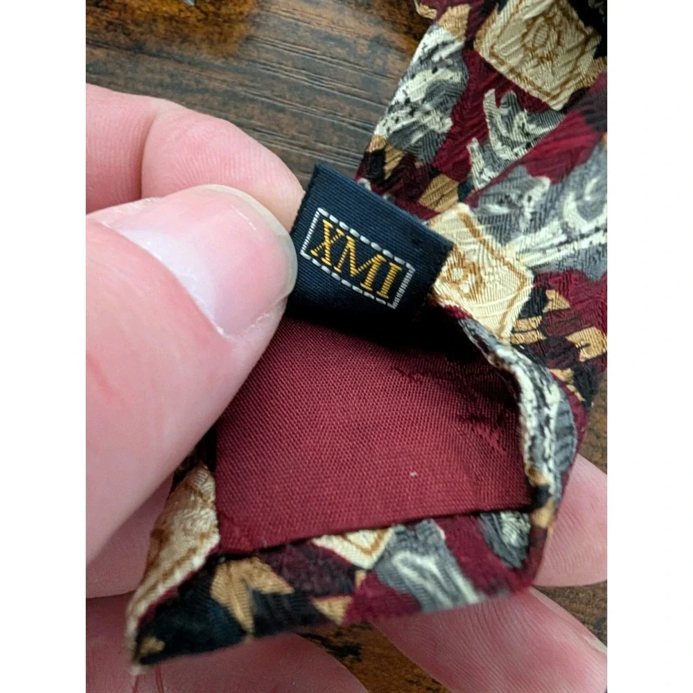 XMI For Nordstrom Men's 100% Silk Tie ~ Geometric ~ Hand Sewn in USA!‎